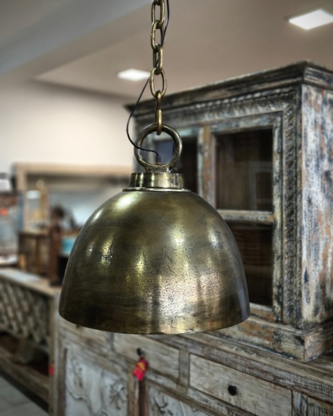 Lampa czasza metalowa stare złoto