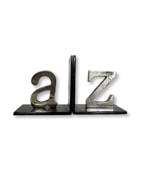 Podpórki do książek A-Z srebro czerń