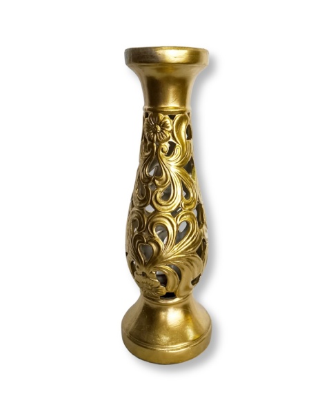 Świecznik ceramiczny ażurowy złoto