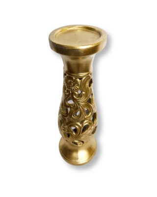 Świecznik ceramiczny ażurowy złoto